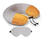 Tressential Memory Foam Travel Neck Pillow & Eye Mask Combo for Men, Women and Kids (Grey & Yellow)