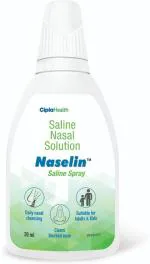 Cipla Naselin Saline Spray 20 ml, Clears nasal congestion (Pack of 6)