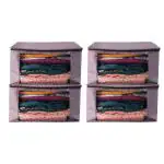 WN BAGS Clothes Storage Organizers Saree Cover Wardrobe Transpsarent Window With Zipper Non Woven Saree Storage Box Cloth Packing Bag Lehenga Cover Dress Color Brown (Pack Of 4)
