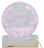 My Party Suppliers Pink Happy Birthday Cake Topper with LED Cake Decorations Party Supplies
