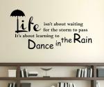 LANSTICK Multicolor Dance in Rain Quote with Umbrella Self Adhesive Wall Sticker