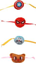 Kavim Kids Rakhi (Teddy Cat, Spider, Bheem,CA Kids 4 set Kids Rakhi)