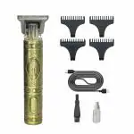 NEPROENT Trimmer Men Professional Cordless Buddha Style Hair Clipper Electric USB Rechargeable T-Blade Beard, Hairs, Moustache, Body Trimmers with 4 Guide Combs Men's Grooming Kit (gold trimmer)