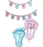 Grand Shop Multicolor Paper, Aluminium Beautiful Baby Shower Banner, Foot Shape Foil Balloon