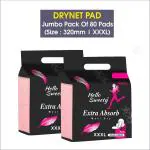 UNIJOY Ultra Thin Sanitary Pads For Women | Size - XXXL Cottony Soft Sanitary Napkins For Ultra Comfort | Pack Of 2 | 80 Pads | For Rash Free Periods | Dual Wings | Toxin Free | Extra Long | Unscented