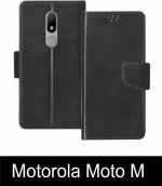 Sbms Motorola Moto M Black Artificial Leather Shock Proof Flip Cover