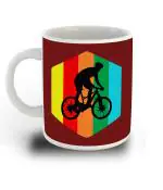 Whats Your Kick Man Cycling With Brown Background Printed White Ceramic Coffee Mug 325 ML