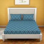 Welspun Dazzle Softtouch and Wrinklefree Sateen Microfiber Double Bedsheet with 2 Pillow Covers 220 X240 Cms |43 X68 Cms OrnatePrint | Poseidon