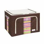 BlushBees Living Box - 600D Oxford Fabric Wardrobe Organizer, Storage Boxes for Clothes with Zip - 66 Litre, Pack of 1, Polka Dots Brown