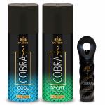 ST-JOHN Cobra Sports, Cool Limited Edition Deodorant 150ml Each & Cobra Perfume 15Ml (Pack of 3)