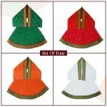 VEDIC VAANI Lehanga Patka Dress Poshak for Navratri Devi Puja|Navratri Matarani Puja|Kalash Sthapana Margashirsh Puja | Navratri Traditional Dress Poshak for Puja - 12 inches (Set of 4)