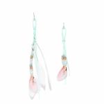 Priyaasi Green, Off White, Pink Plastic Feather Dangle And Drop Earrings For Women And Girls