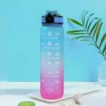 Nymbus Motivational Water bottle With Time Marker 1000 ml Bottle (Pack of 3, Purple, Blue, Tritan)