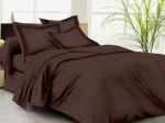 Ans 230 TC 100% Cotton Satin Strip Bedsheet Brown Color King Size Bedsheet with Two Pillow Cover