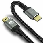BESTOR 8K HDMI 2.1 Cable 48Gbps 9.80FT/ Ultra High Speed HDMI Braided Cord-4K@120Hz 8K@60Hz, DTS:X, HDCP 2.2 & 2.3, HDR 10 Compatible for Roku TV/PS5/HDTV/Blu-ray (Grey, 3 Meter)