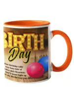 AKP Sublimation Happy Birthday Cake Multicolor Square Ceramic Mug 325 ml (CHILLAAO-3TORANGE-1022)