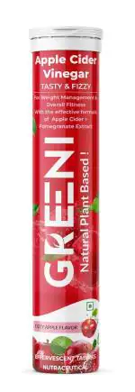 Greeni Apple Cider Vinegar Effervescent Tablet | Natural Detox and Immune Boost | Organic ACV Supplement for Weight Management | 20 Tablets