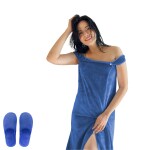 Sassoon Caldezonia Microfiber Bath Wrap With Slippers for Women, Luxury Bath Wrap Towel, Spa Robe Combed (Pack of 1) - Heaven Color