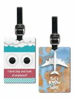 Lentikart 3D Lenticular Luggage Tag Set of 2 | Paper Plane Motivational Quote + Look at Sky Funny Quote | Luggage/Bag/Travel ID Label Tags for Suitcase & School Bags