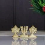 KridayKraft Tirupati Balaji Symbol Stand Shankh Chakra Namah Gold Plating Antique Decorative for Car Dashboard Home & Office Table Showpiece Figurines,Religious Gift Idol...