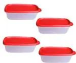 Tupperware Red Plastic Smart Saver Container 500ml 4 Pieces