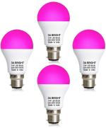 3A BRIGHT 9-Watt B22 Pink Colour LED Bulb (Pack of 4)