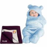 BeyBee Pulm and Blue Wool, Cotton Blanket and Dry Sheet for Babies