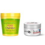 Aryanveda Herbals Haldi Chandan Bleach Cream 250gm & D-Tan Face Pack With Milk Proteins & Natural AHA | No Parabens, 200gm