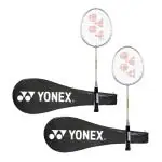 Yonex Silver Graphite Gr 303 Blend Badminton Racquet With Full Cover - One Size (Pack Of 2)
