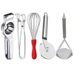 DreamBasket Lemon Squeezer & Pakkad & Egg Whisk & Pizza Cutter & Potato Masher for Kitchen