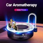 Dhairya Creations ( Delhi ) New Bicycle Running Solar Power Rotating Car Aromatherapy Air freshner Perfume For Car Interior Dashboard Decoration | Home & office Perfume Car Accessories ( Multicolour )