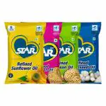 STAR 555 Refined Sunflower , Soyabean , Rice Bran & Cottonseed Oil - 1 Litre ( Pack of 4 )