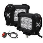 ALLEXTREME 6 LED Fog Light 4-inch Double Output Power Spot Flood Water Resistant Driving Lamp with Handlebar Switch for Motorcycle Bike Car Off-road ATV SUV (18 W) -2 Pieces