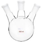 ABGIL Borosilicate Glass Round Bottom Flask 3 Neck Angle and Parallel Neck 500ml Capacity