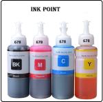 INK POINT Refill HP Cartridge Dye HP 678, 802, 901, 818, 21, 22, 27, 46, 56, 57 Cyan, Yellow, Magenta and Black Ink Bottle pack of 4