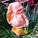 Beckon Venture Yellow Green Poly-resin Handcrafted Laughing Buddha Statue 16 cm