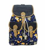 Weshopaholic Dark Blue Owl and Wolf Featu Skin Friendly School Bagpack
