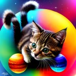 Love Creation A4 Size poster print for creative wall art- cosmic-kitten-collage-print-9407( Sticker)