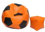 Autarky Leatherette Football Shape Bean Bag Cover Without Beans (XXX-Large, Orange-Black)