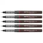 Rotring 0.1, 0.2, 0.3, 0.5, 0.8mm Line Thickness Tikky Graphic Fineliner Black Pigment Liner with Lightfast And Water Resistant Ink For Long Life Drawings, Sketching, Non-Refillable, 5 Pen Set