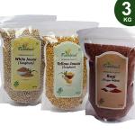 Farmbean Millets Combo Pack of 3 | White Jowar 1Kg, Yellow Jowar 1Kg, Ragi 1kg| Natural Grains Unpolished Millets| Low GI Rice | Nutrient Powerhouse, High Protein & More Fibre than Rice