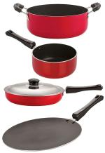 Nirlon 4 pcs of Red and Black Non-stick Kitchen Cooking Utensil Combo Set