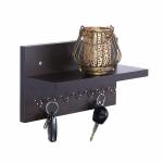 Kawachi Wall Mounted Key Holder Home Decor 8 Key Hooks Shelf Key Chain Holder Wall Hooks Brown