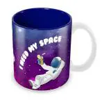 Jiya EnterpriseTuelip Multicolor Ceramic Printed Design Of I Need My Space With Lid For Tea And Coffee Coffee Mug - 350 ML