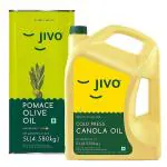 Jivo Canola Cold Press Oil 5 Litre+ Jivo pomace Olive Oil 5 Litre| Pack of 2