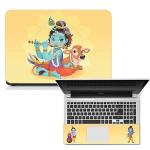 GloShvi Cute Shri Krishna Laptop Skin Decal Sticker, Waterproof, Bubble Free and scratchproof Vinyl Laptop Decal (Yellow)