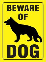 CVANU Beware of Guard Dog German Shepard on Duty Sign Board Sticker (Pack of 2)