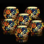 Brahmz Glass Mosaic Candle Holder (Pack Of 6) l Home Décor l Stylish l Decorative Item l Holder l Wax l Beautiful l Indoor l Indian Culture Handicraft
