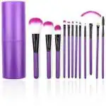 AVTY Extra Soft 12 Pc Premium Makeup Brush Set with Dark Purple Storage Box (Pack of 12)