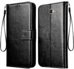 COVERBLACK Artificial Leather::Rubber Flip Cover Compatible model for Samsung J7 Prime - SM-G610F - Black